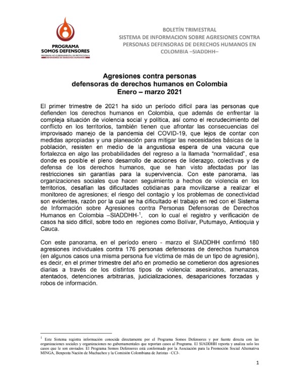 BOLETÍN TRIMESTRAL ENERO – MARZO 2021