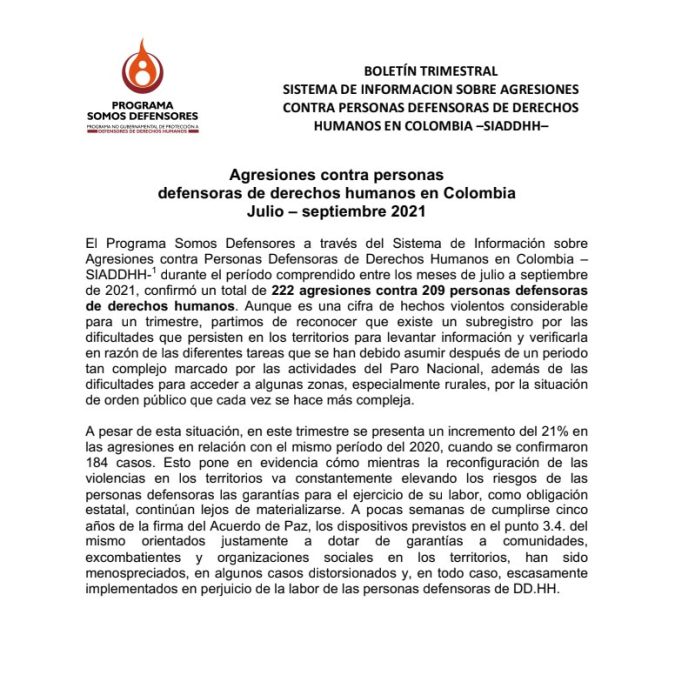 BOLETÍN TRIMESTRAL JULIO – SEPTIEMBRE 2021