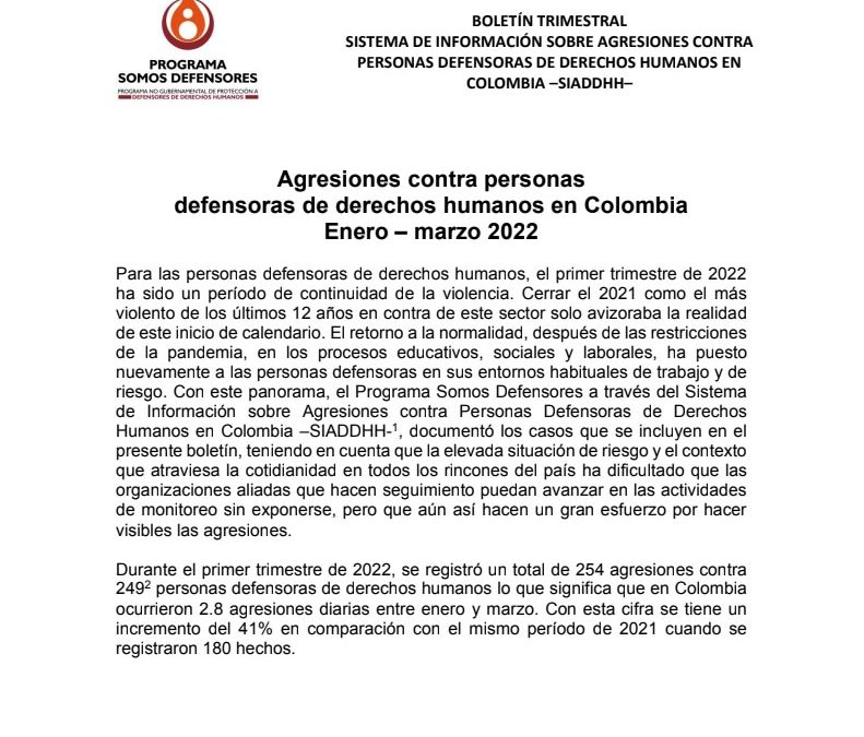BOLETÍN TRIMESTRAL ENERO – MARZO 2022