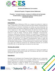 CONVOCATORIA: Términos de Referencia – Oficial de Proyecto/Programa Somos Defensores