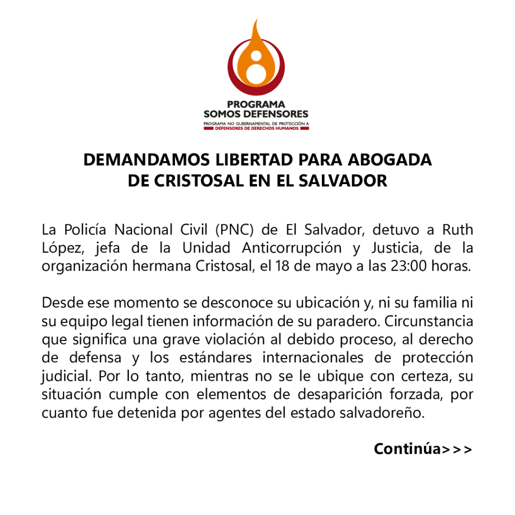 DEMANDAMOS LIBERTAD PARA ABOGADA DE CRISTOSAL