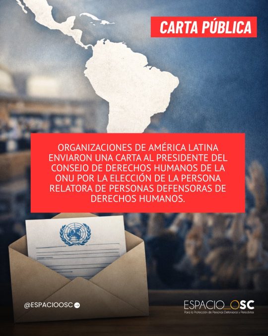 Carta de consideración para el cargo de Relator Especial sobre la situación de los defensores de derechos humanos